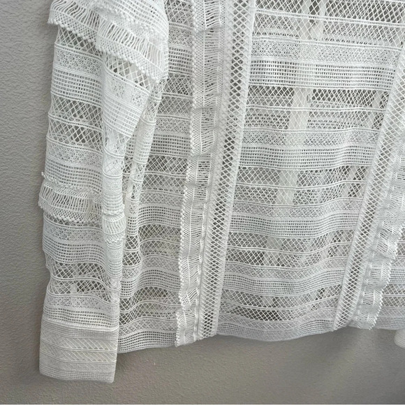Self-Portrait Stripe Grid Top White Guipure Lace Straight Cut Slim Fit Small - Picture 11 of 15